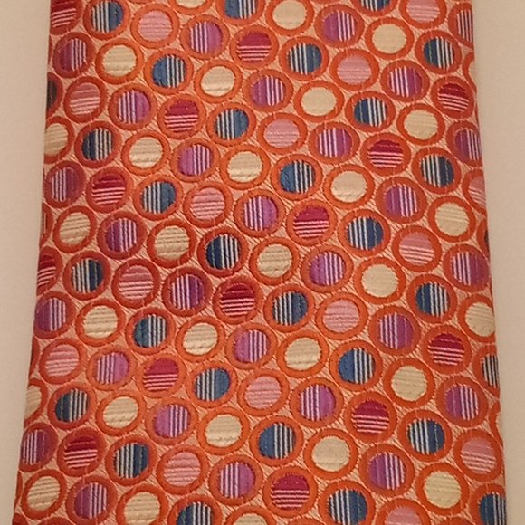 Gianfranco Italy Polka dots w/pocket hanky multi-color micro fiber hand made tie - Picture 3 of 6